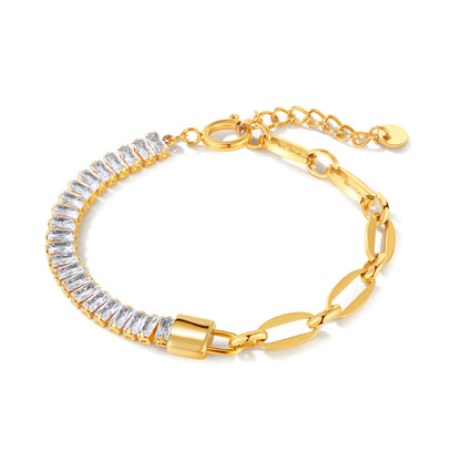 Pulseira Pequena com Cadeado Personalizada em Aço Titânio Espesso