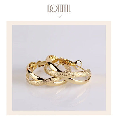 DOTEFFIL 925 Sterling Silver Gold Matte Rose Gold Earrings For Women Jewelry Cute Romantic Jewelry Wedding Party Gift