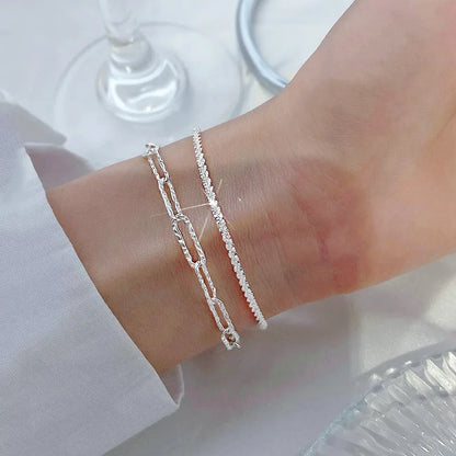 Sparkling 925 Sterling Silver Bracelets for Women Fashion Korean Designer Double Layered Starry Sky Bracelets Wedding Jewelry