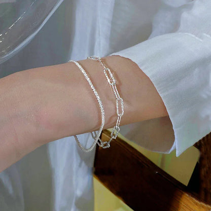 Sparkling 925 Sterling Silver Bracelets for Women Fashion Korean Designer Double Layered Starry Sky Bracelets Wedding Jewelry