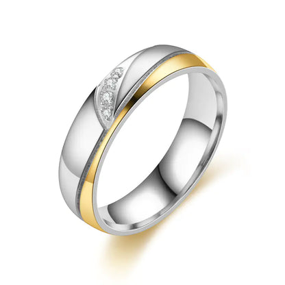 Conjunto de Anéis de Casal em Aço Inoxidável com Incrustações de Diamante