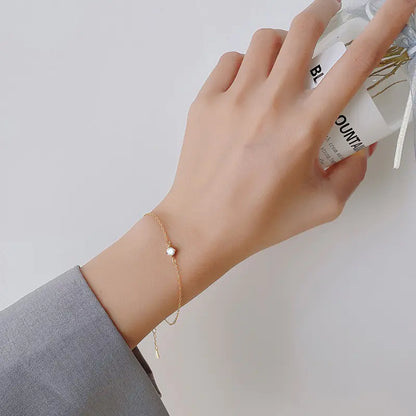 Pulseira de Prata S925 Simples ao Estilo Coreano para Mulheres