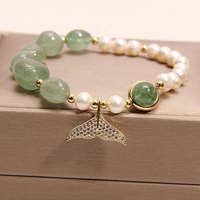Pulseira de Pérolas de Água Doce Natural para Mulheres